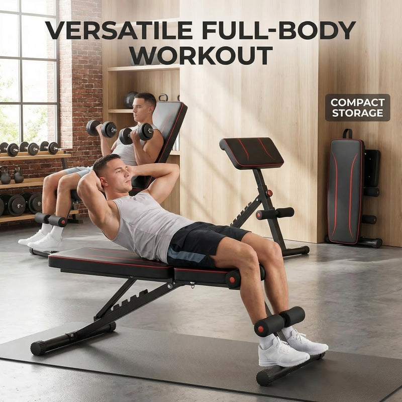 Elite 7-in-1 Pro-Series Foldable Fitness Bench | Multi-Purpose Strength Station